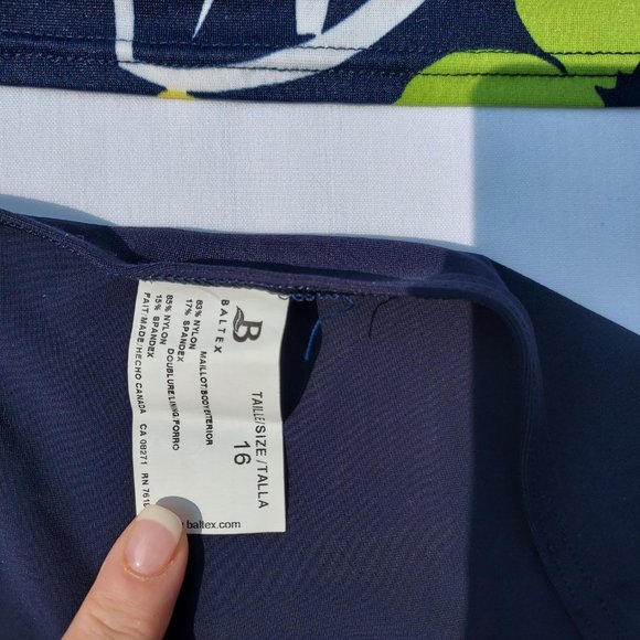 Navy, Green and yellow Floral Tankini by Baltex - Picture 4 of 5